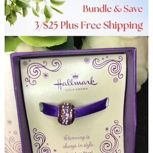 3/$25 Hallmark Gold Crown Purple Crystal Charm Stainless Steel Gift ideas